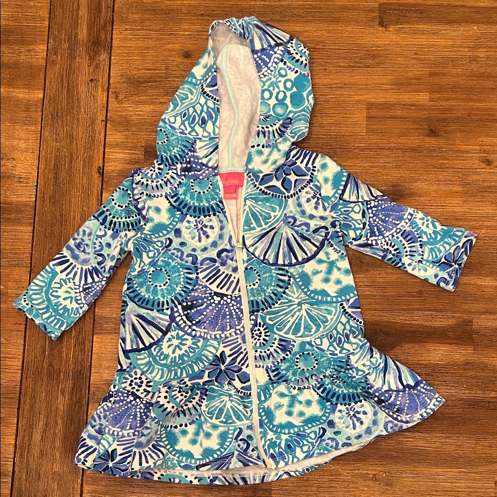 Lilly Pulitzer Blue and White Floral Swim Coverup
